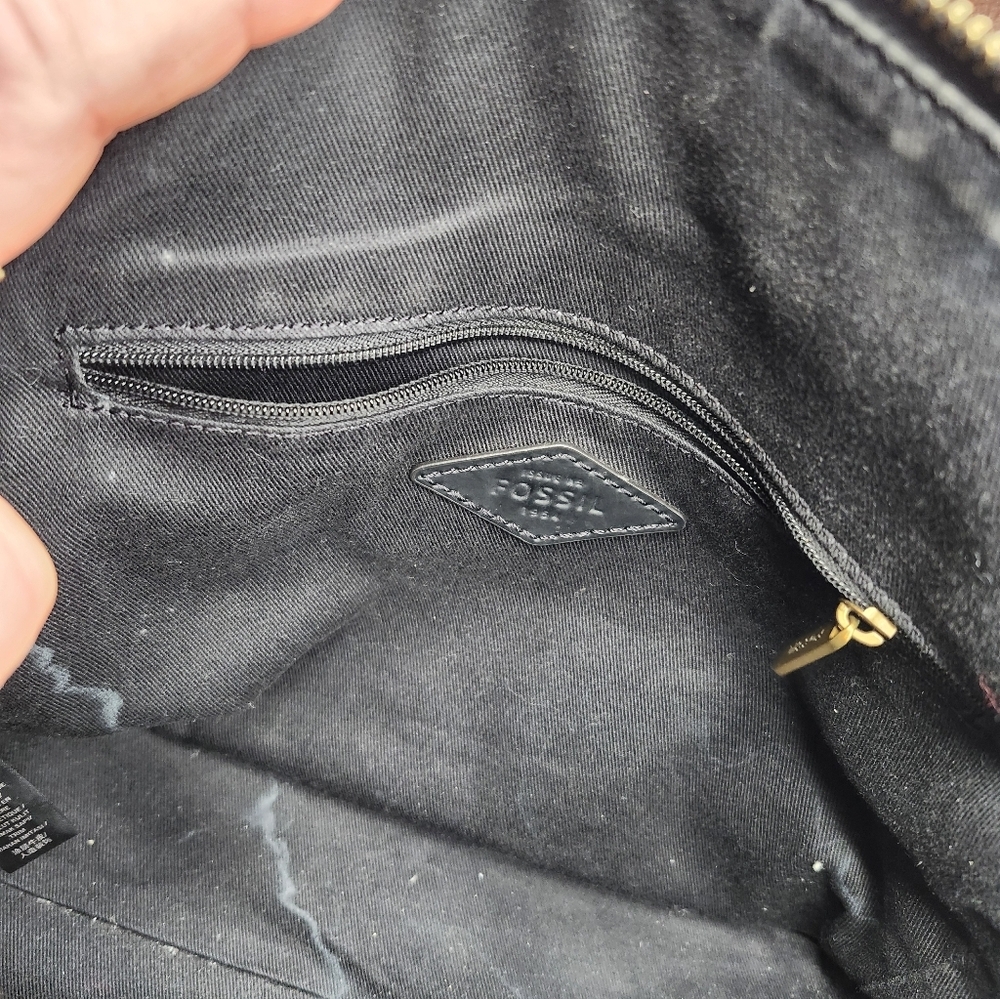 Fossil Rachel Black and Brown Satchel - Picture 8 of 11